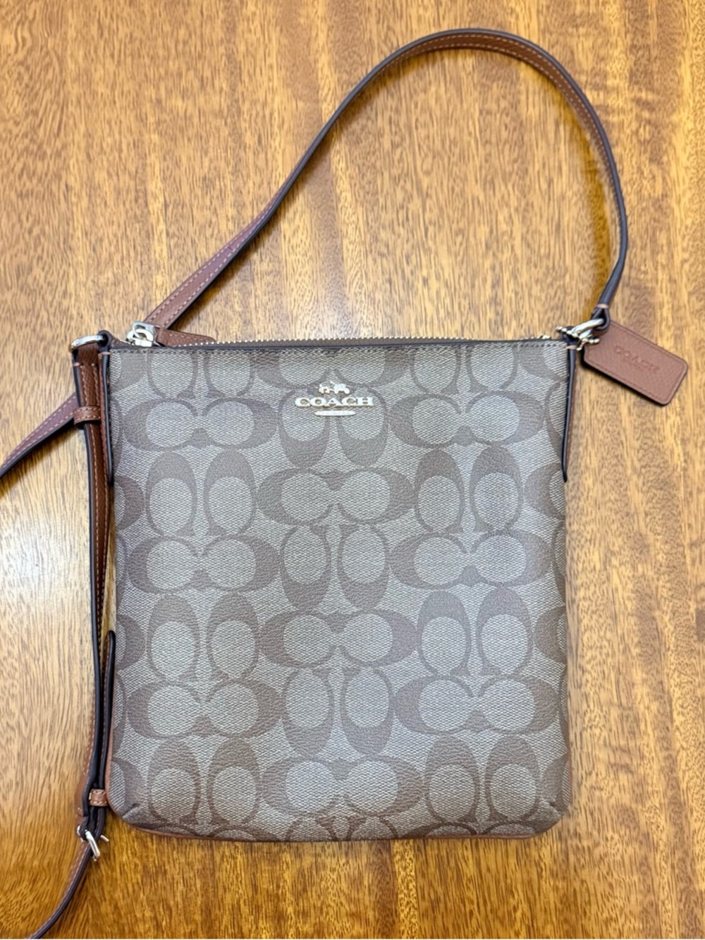 Coach Monogram Signature Canvas Crossbody in Brown/Tan